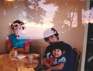 Anita,Celia,Maya,superimposed Puget Sound,Wash. 1987